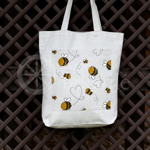 Printed semi-linen shopping bag "Bees"